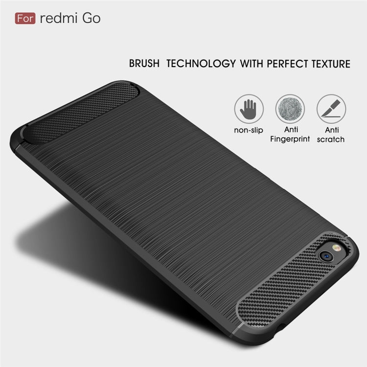 Brushed Texture Carbon Fiber Shockproof TPU Case for Xiaomi RedMi Go