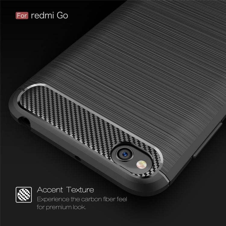 Brushed Texture Carbon Fiber Shockproof TPU Case for Xiaomi RedMi Go