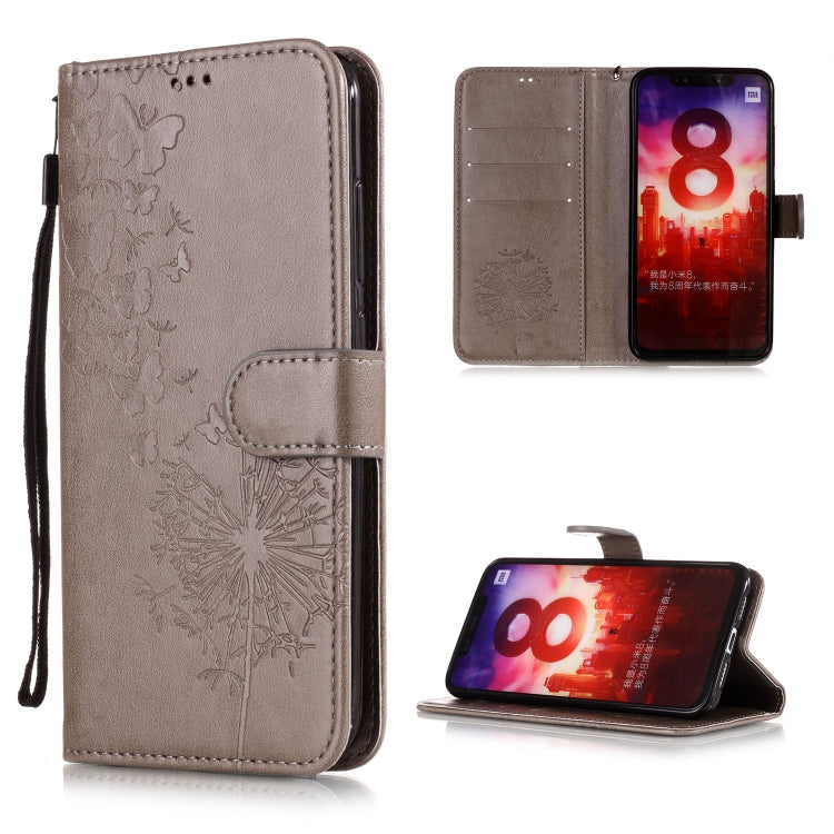 Vintage Embossed Floral Dandelion Pattern Horizontal Flip Leather Case for Xiaomi Mi 8, with Card Slot & Holder & Wallet & Lanyard