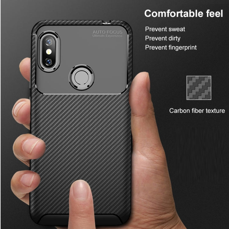 Beetle Shape Carbon Fiber Texture Shockproof TPU Case for Xiaomi Redmi Note 6(Blue)
