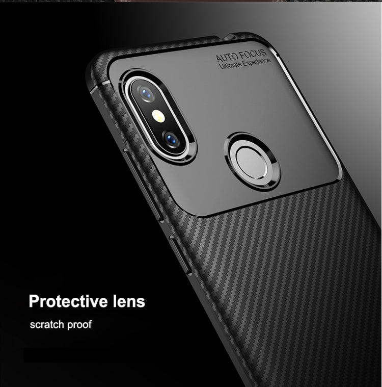 Beetle Shape Carbon Fiber Texture Shockproof TPU Case for Xiaomi Redmi Note 6(Blue)