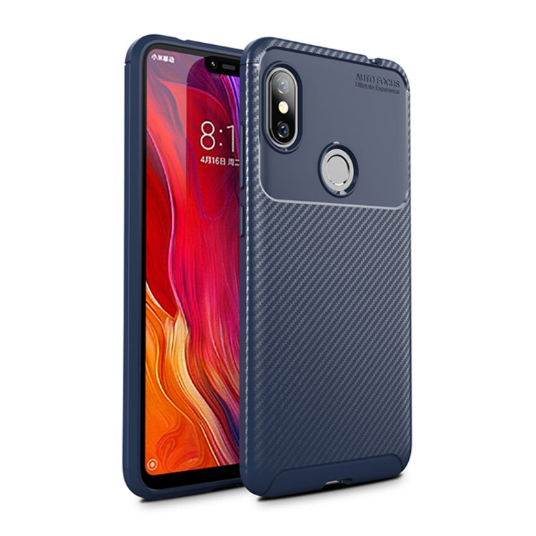 Beetle Shape Carbon Fiber Texture Shockproof TPU Case for Xiaomi Redmi Note 6(Blue)