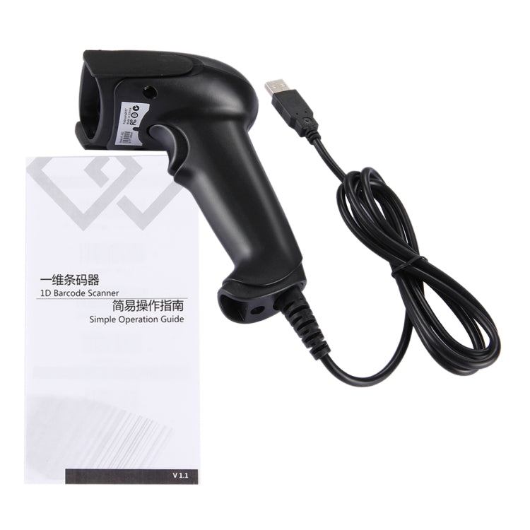 USB 1D CCD Wired Handheld Red Light Barcode Scanner Barcode Reader, Cable Length: about 1.5m (Black)