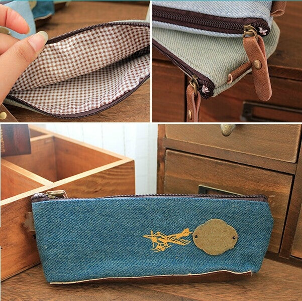 4 Pack Retro Canvas Pencil Random Color Delivery (Size: 19*8*17cm)