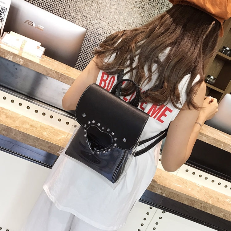 Heart-shaped 2 in 1 Detachable Backpack Girl Bag Translucent Handbag
