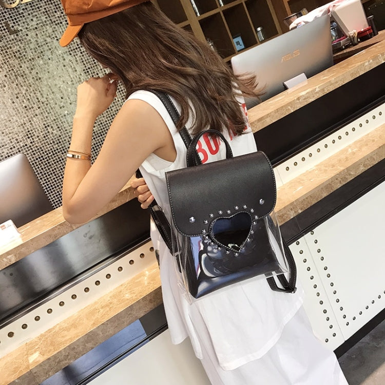 Heart-shaped 2 in 1 Detachable Backpack Girl Bag Translucent Handbag