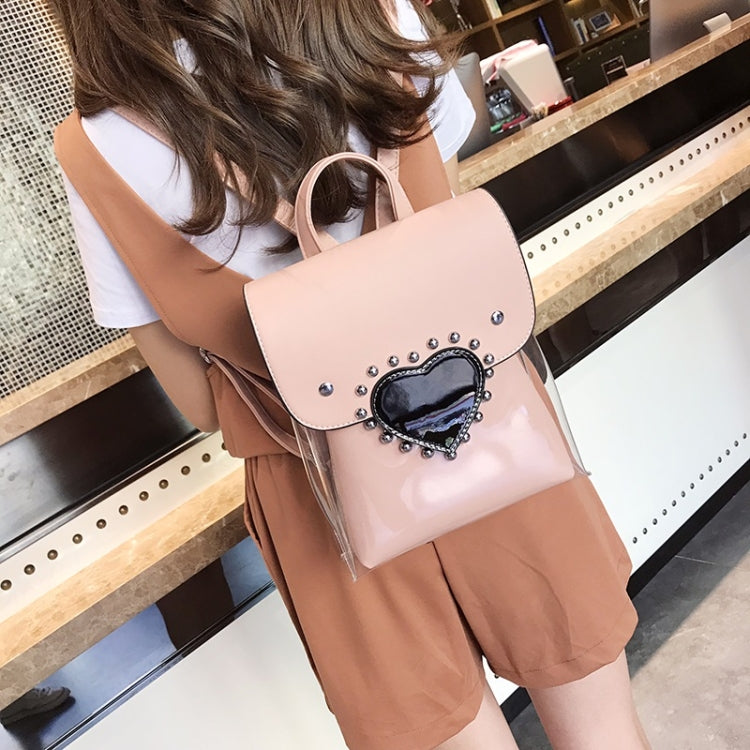 Heart-shaped 2 in 1 Detachable Backpack Girl Bag Translucent Handbag