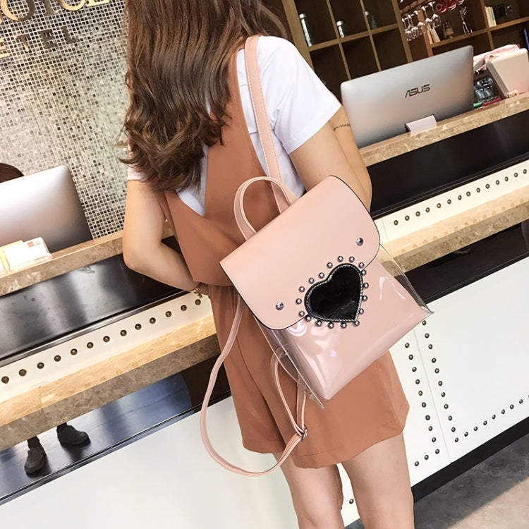 Heart-shaped 2 in 1 Detachable Backpack Girl Bag Translucent Handbag