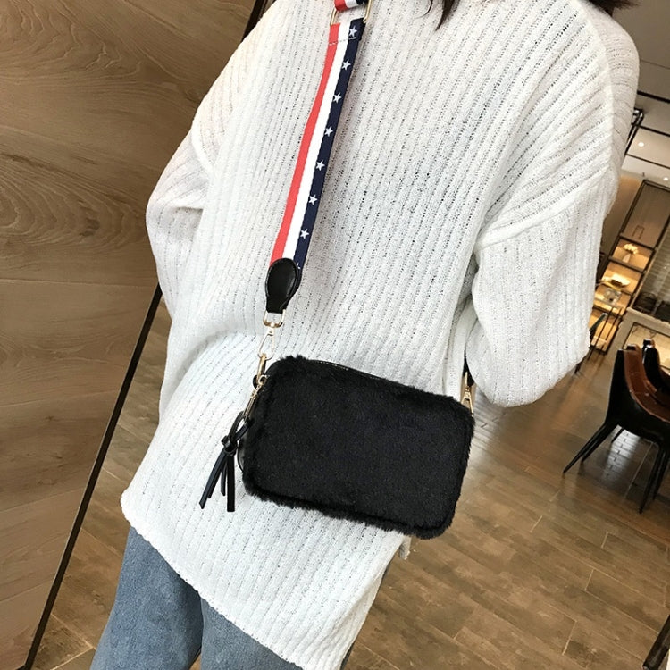 Cute Square Bag Plush PU Leather Handbag Single Shoulder Girl Crossbody Bag