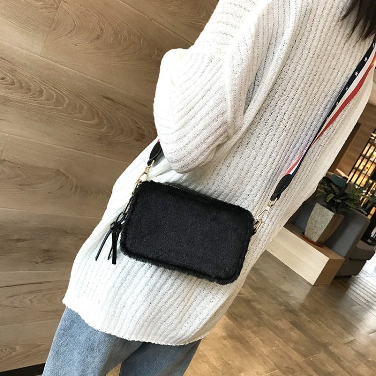 Cute Square Bag Plush PU Leather Handbag Single Shoulder Girl Crossbody Bag