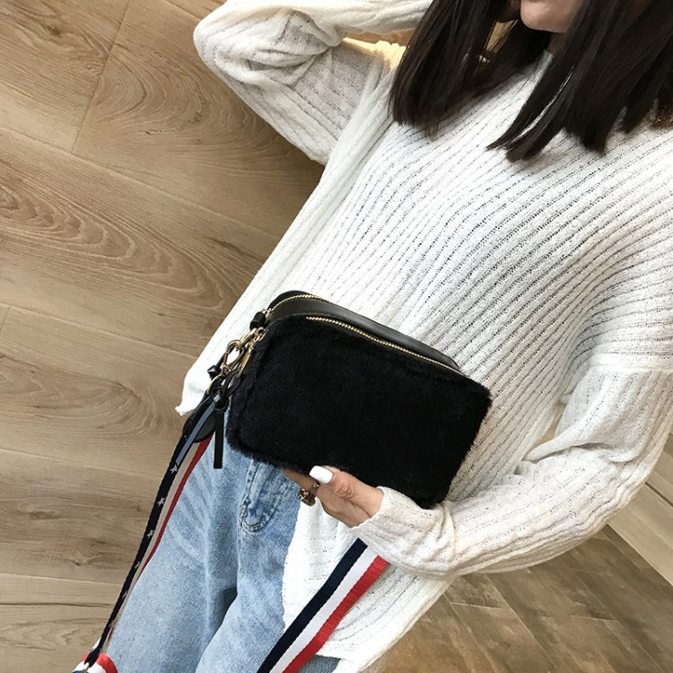Cute Square Bag Plush PU Leather Handbag Single Shoulder Girl Crossbody Bag