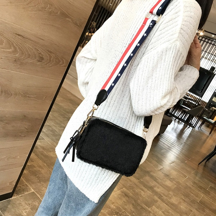 Cute Square Bag Plush PU Leather Handbag Single Shoulder Girl Crossbody Bag