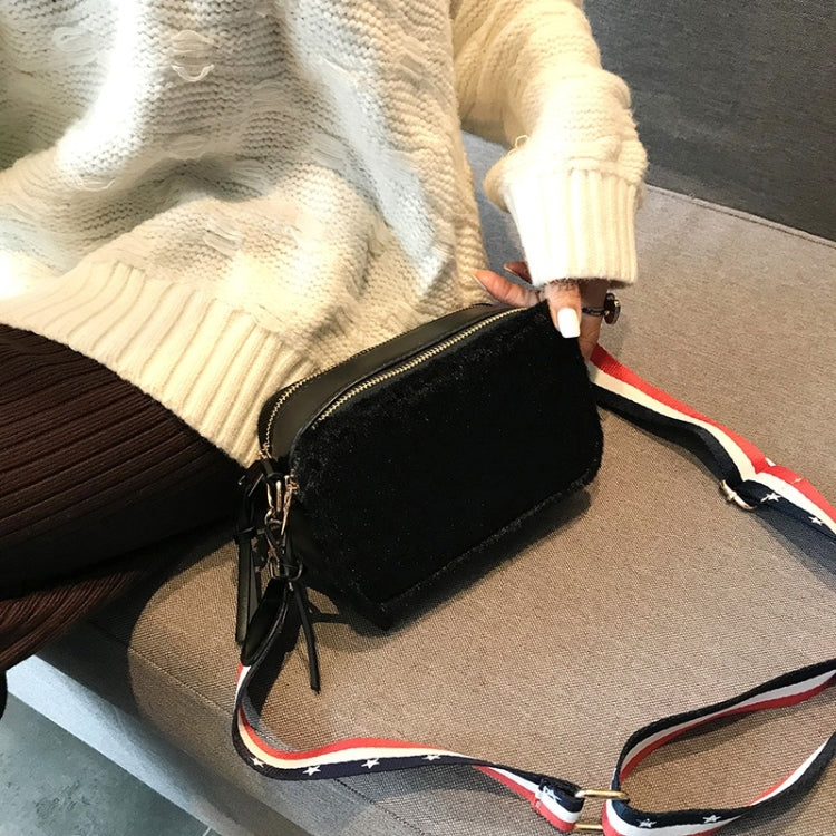 Cute Square Bag Plush PU Leather Handbag Single Shoulder Girl Crossbody Bag