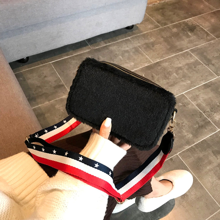 Cute Square Bag Plush PU Leather Handbag Single Shoulder Girl Crossbody Bag