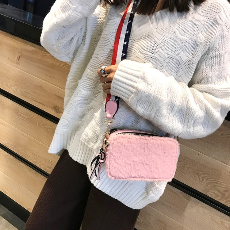 Cute Square Bag Plush PU Leather Handbag Single Shoulder Girl Crossbody Bag