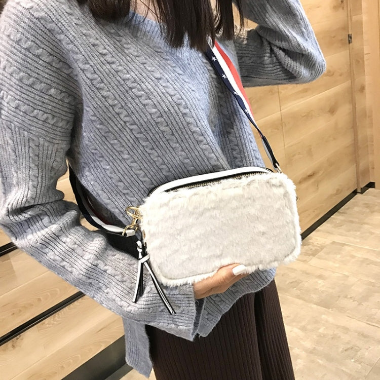 Cute Square Bag Plush PU Leather Handbag Single Shoulder Girl Crossbody Bag