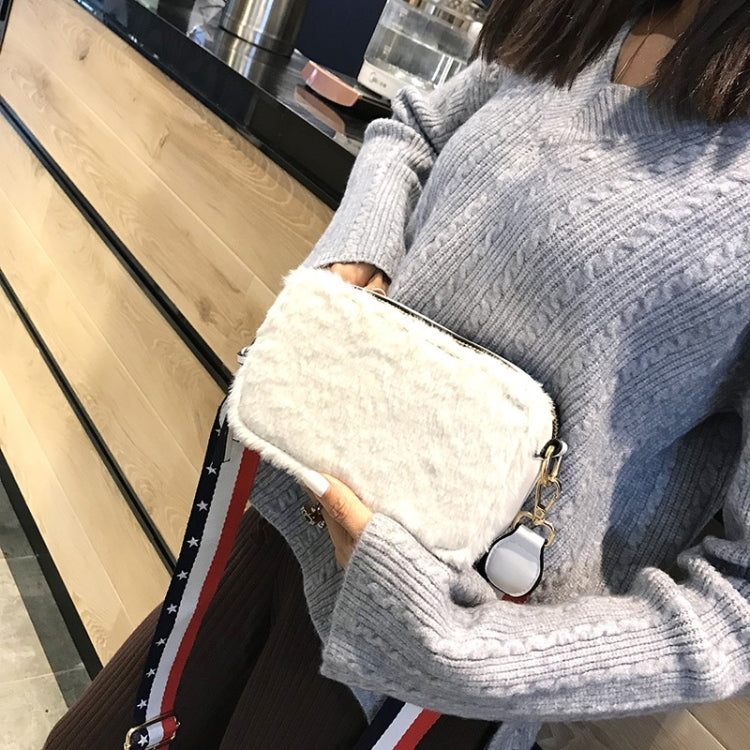 Cute Square Bag Plush PU Leather Handbag Single Shoulder Girl Crossbody Bag