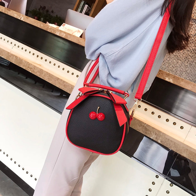 Cute Cherry Bow Small Round Handbag Lady Crossbody Single Shoulder Bag