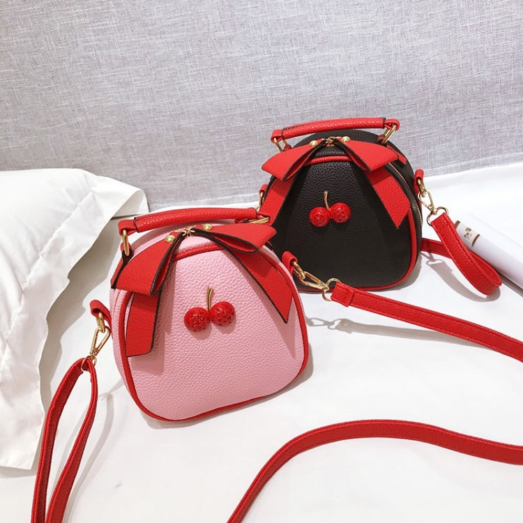 Cute Cherry Bow Small Round Handbag Lady Crossbody Single Shoulder Bag