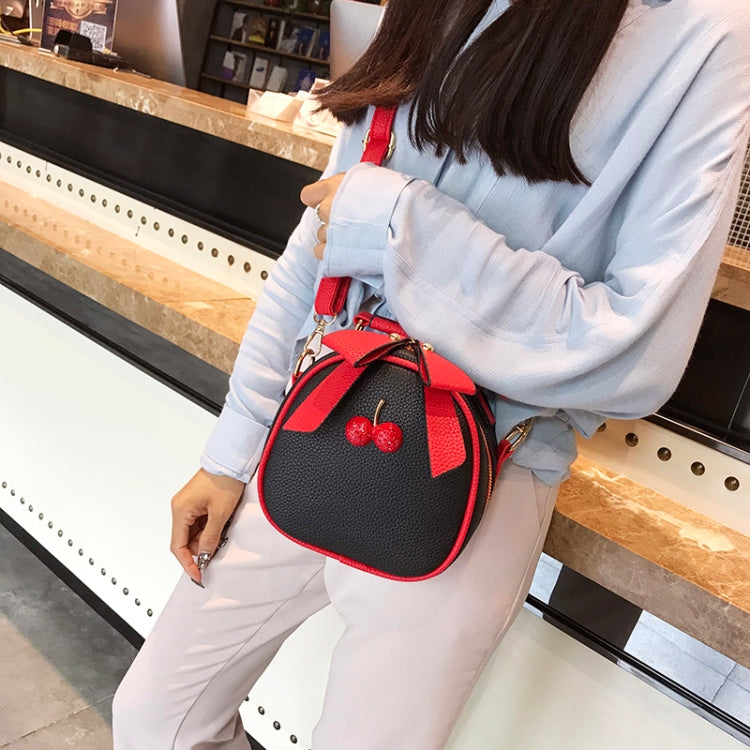 Cute Cherry Bow Small Round Handbag Lady Crossbody Single Shoulder Bag
