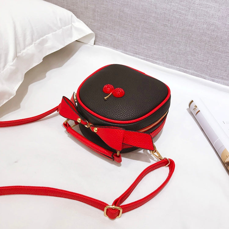 Cute Cherry Bow Small Round Handbag Lady Crossbody Single Shoulder Bag
