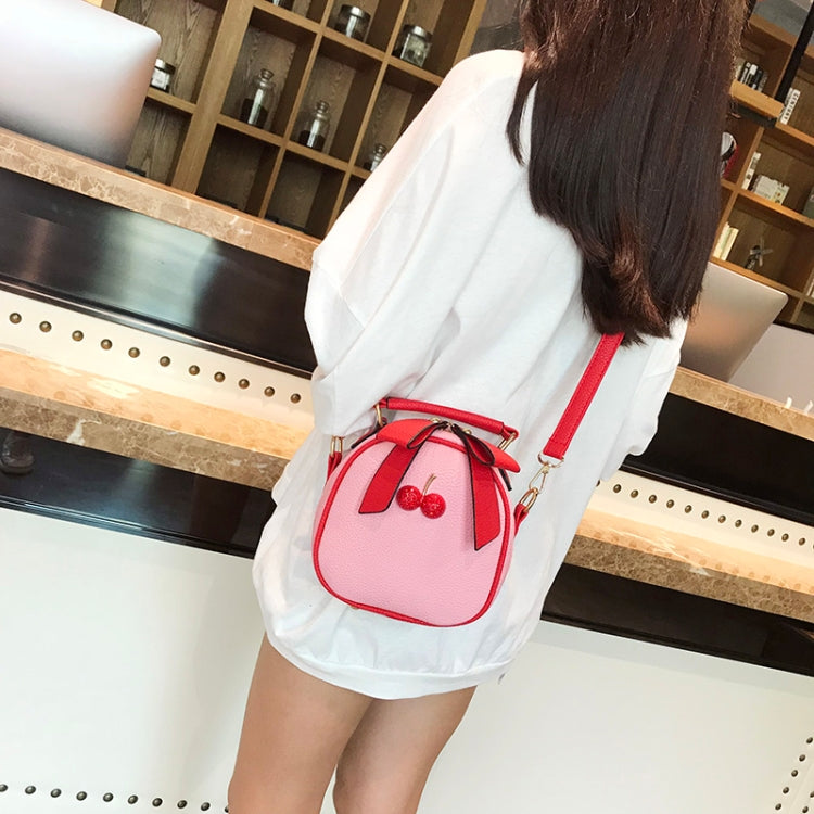 Cute Cherry Bow Small Round Handbag Lady Crossbody Single Shoulder Bag