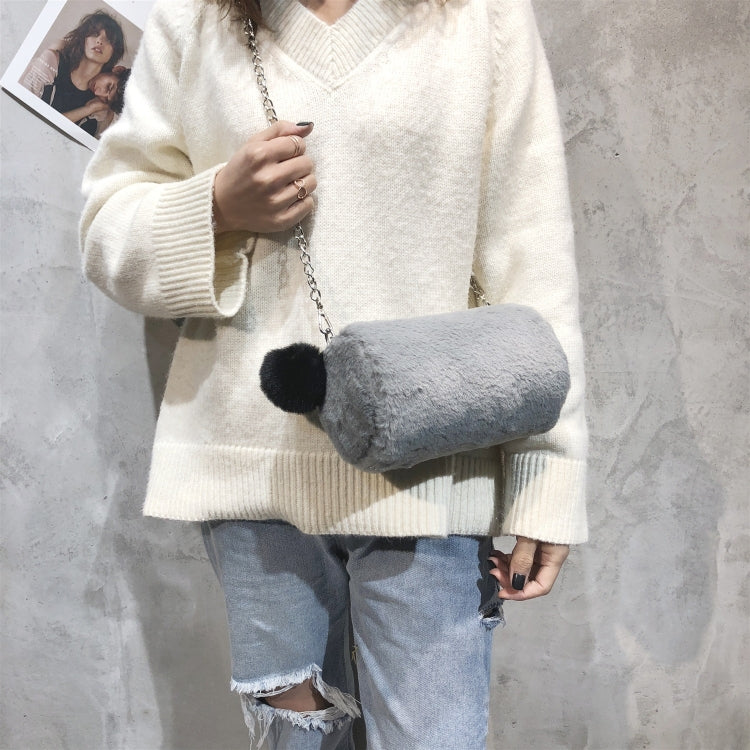 Plush Small Round Bucket Single Shoulder Bag Female Diagonal Bag