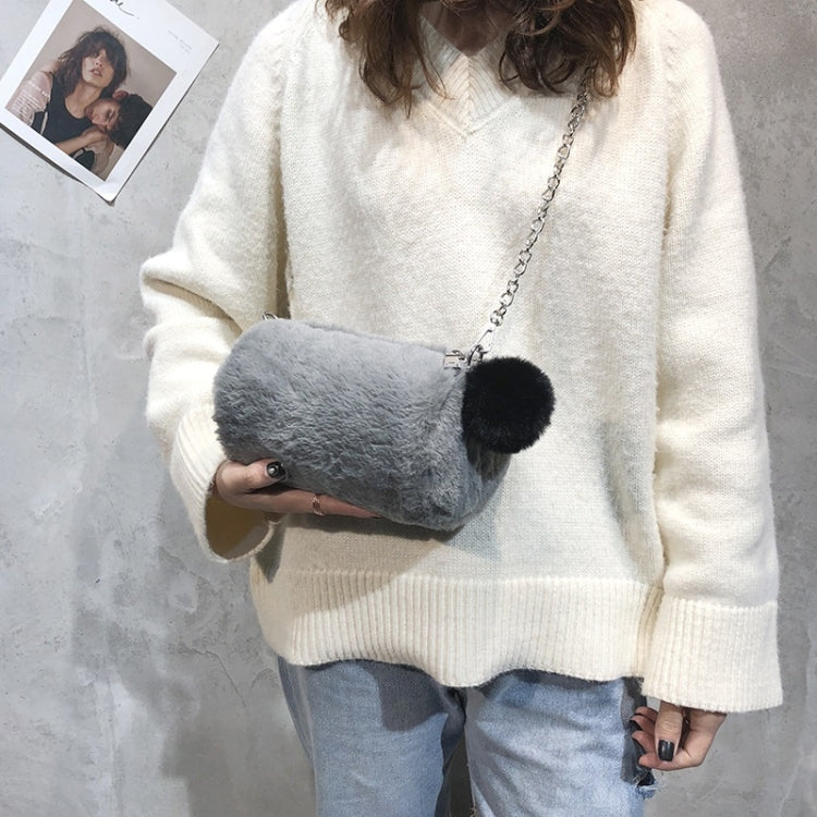 Plush Small Round Bucket Single Shoulder Bag Female Diagonal Bag