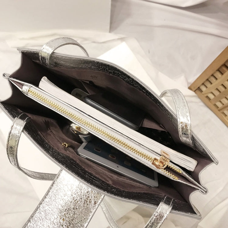 Glitter Tin Foil PU Leather Square Shoulder Bag Ladies Handbag Casual Messenger Bag