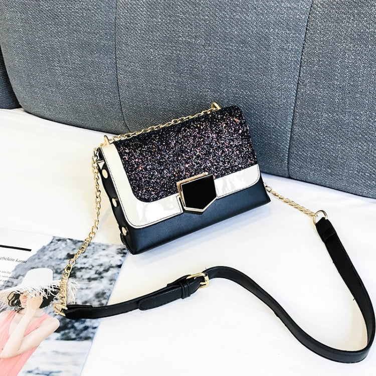 Glitter PU Leather Small Square Bag Female Messenger Bag Casual Shoulder Bag