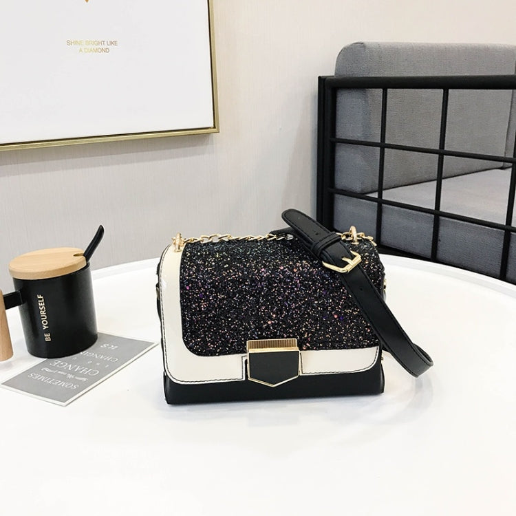 Glitter PU Leather Small Square Bag Female Messenger Bag Casual Shoulder Bag