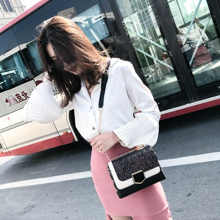 Glitter PU Leather Small Square Bag Female Messenger Bag Casual Shoulder Bag