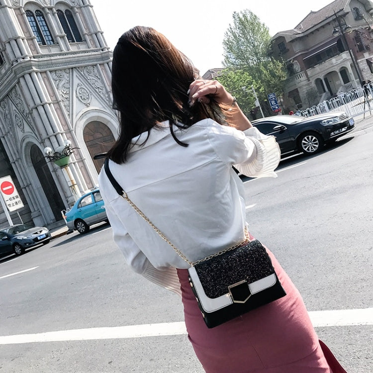 Glitter PU Leather Small Square Bag Female Messenger Bag Casual Shoulder Bag