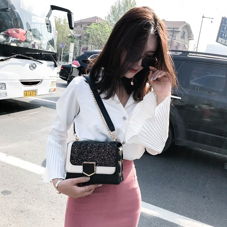 Glitter PU Leather Small Square Bag Female Messenger Bag Casual Shoulder Bag