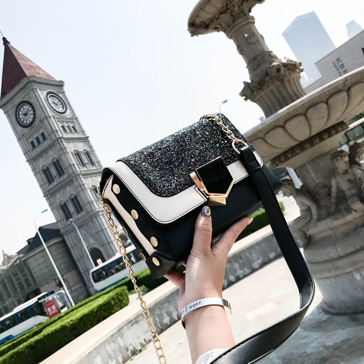 Glitter PU Leather Small Square Bag Female Messenger Bag Casual Shoulder Bag