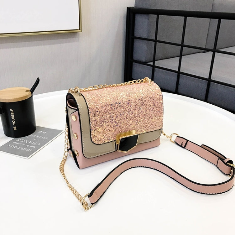 Glitter PU Leather Small Square Bag Female Messenger Bag Casual Shoulder Bag