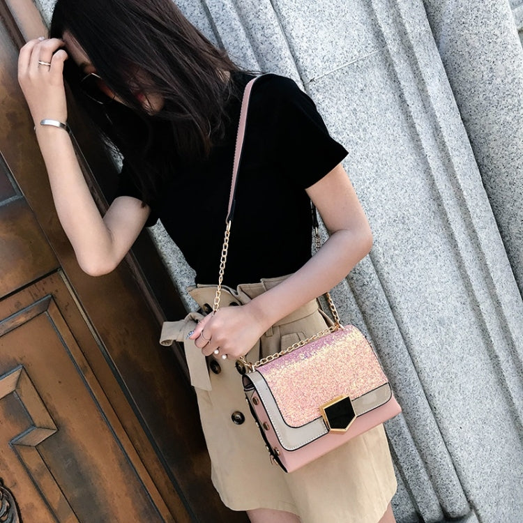 Glitter PU Leather Small Square Bag Female Messenger Bag Casual Shoulder Bag