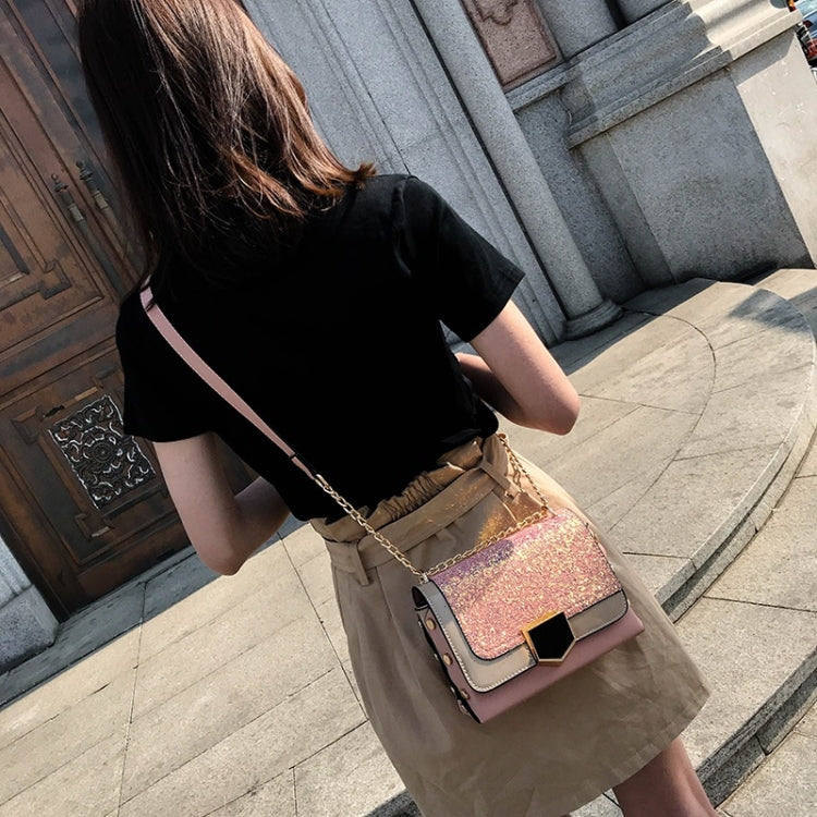 Glitter PU Leather Small Square Bag Female Messenger Bag Casual Shoulder Bag