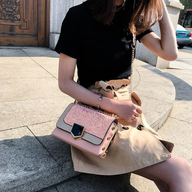 Glitter PU Leather Small Square Bag Female Messenger Bag Casual Shoulder Bag