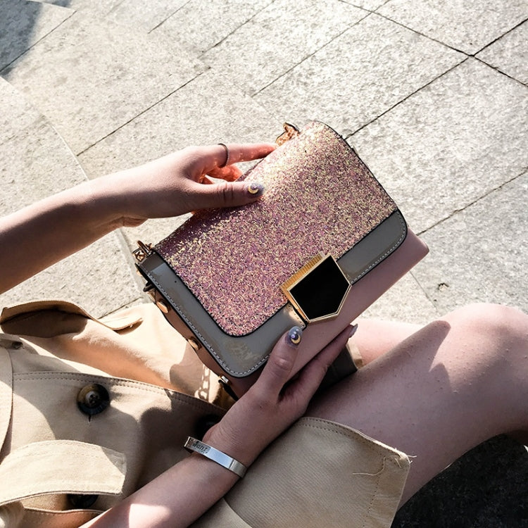 Glitter PU Leather Small Square Bag Female Messenger Bag Casual Shoulder Bag