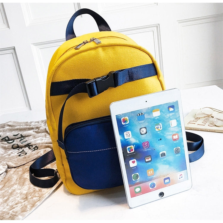 Contrast Color Canvas Casual Shoulder Bag Girl Handbag, Size: L (Black)