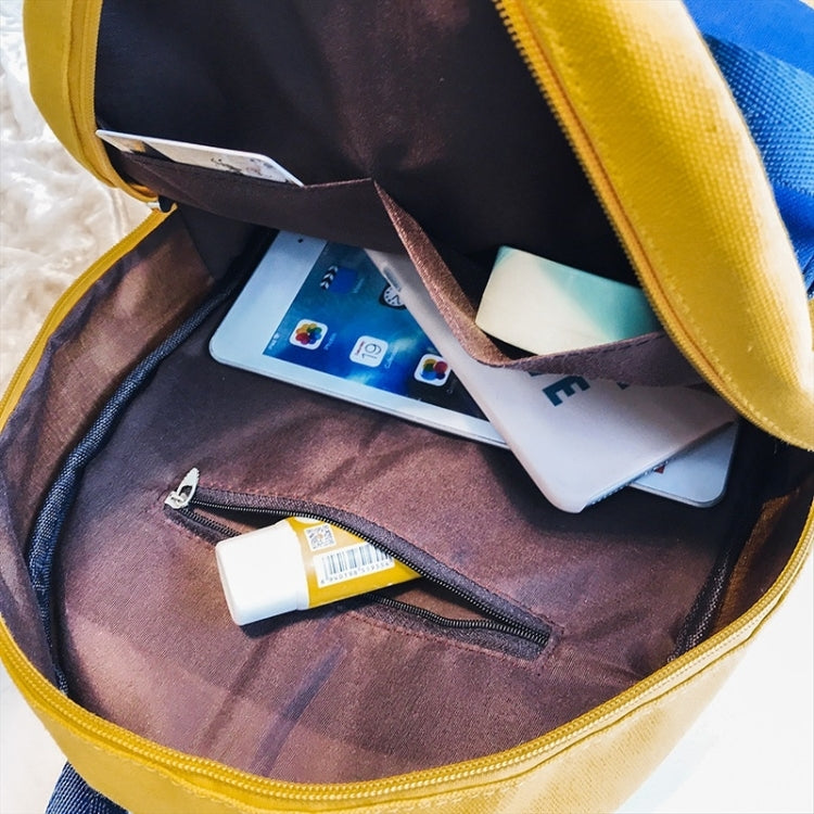 Contrast Color Canvas Casual Shoulder Bag Girl Handbag, Size: L (Black)