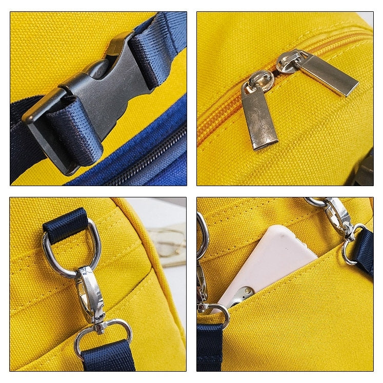 Contrast Color Canvas Casual Shoulder Bag Girl Handbag, Size: L (Black)