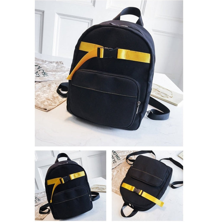 Contrast Color Canvas Casual Shoulder Bag Girl Handbag, Size: L (Black)