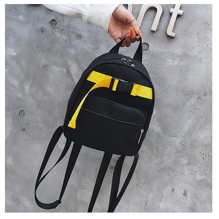 Contrast Color Canvas Casual Shoulder Bag Girl Handbag, Size: S