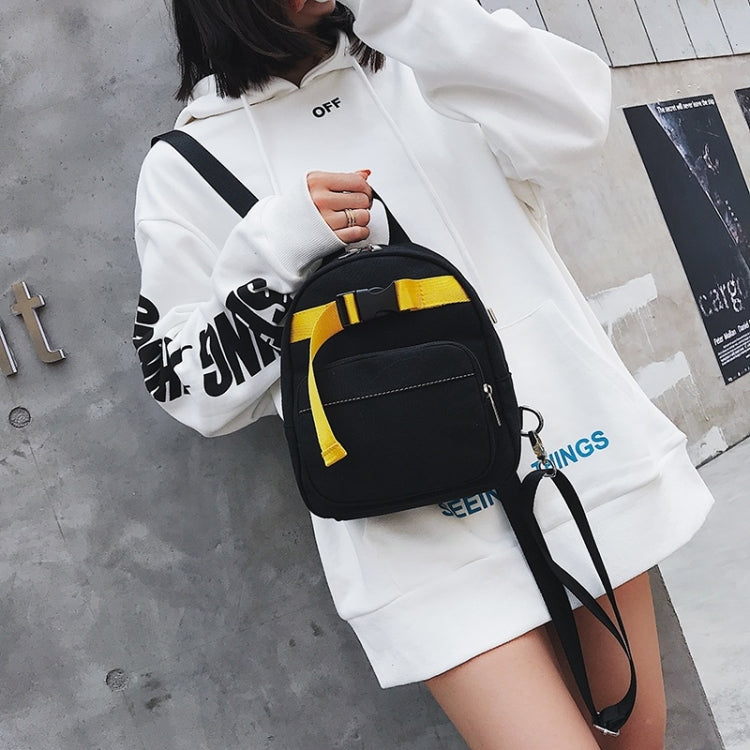 Contrast Color Canvas Casual Shoulder Bag Girl Handbag, Size: S