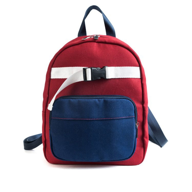 Contrast Color Canvas Casual Shoulder Bag Girl Handbag, Size: S