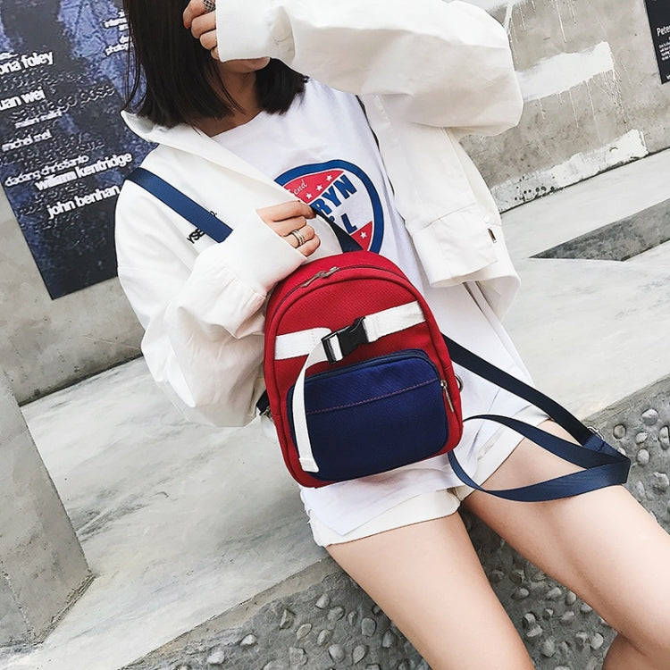 Contrast Color Canvas Casual Shoulder Bag Girl Handbag, Size: S