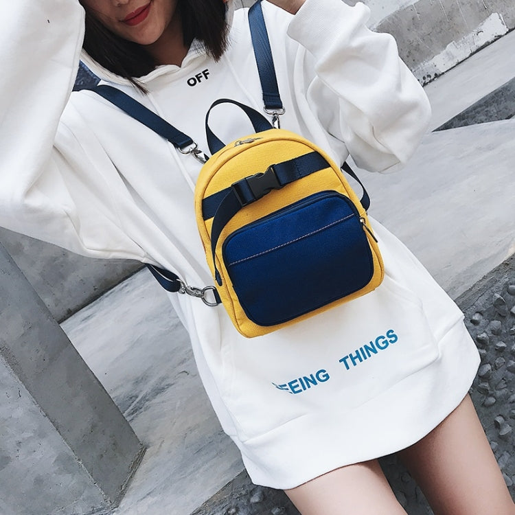 Contrast Color Canvas Casual Shoulder Bag Girl Handbag, Size: S