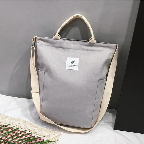 Casual Solid Color Canvas Shoulder Diagonal Bag Large Capacity Backpack Bag